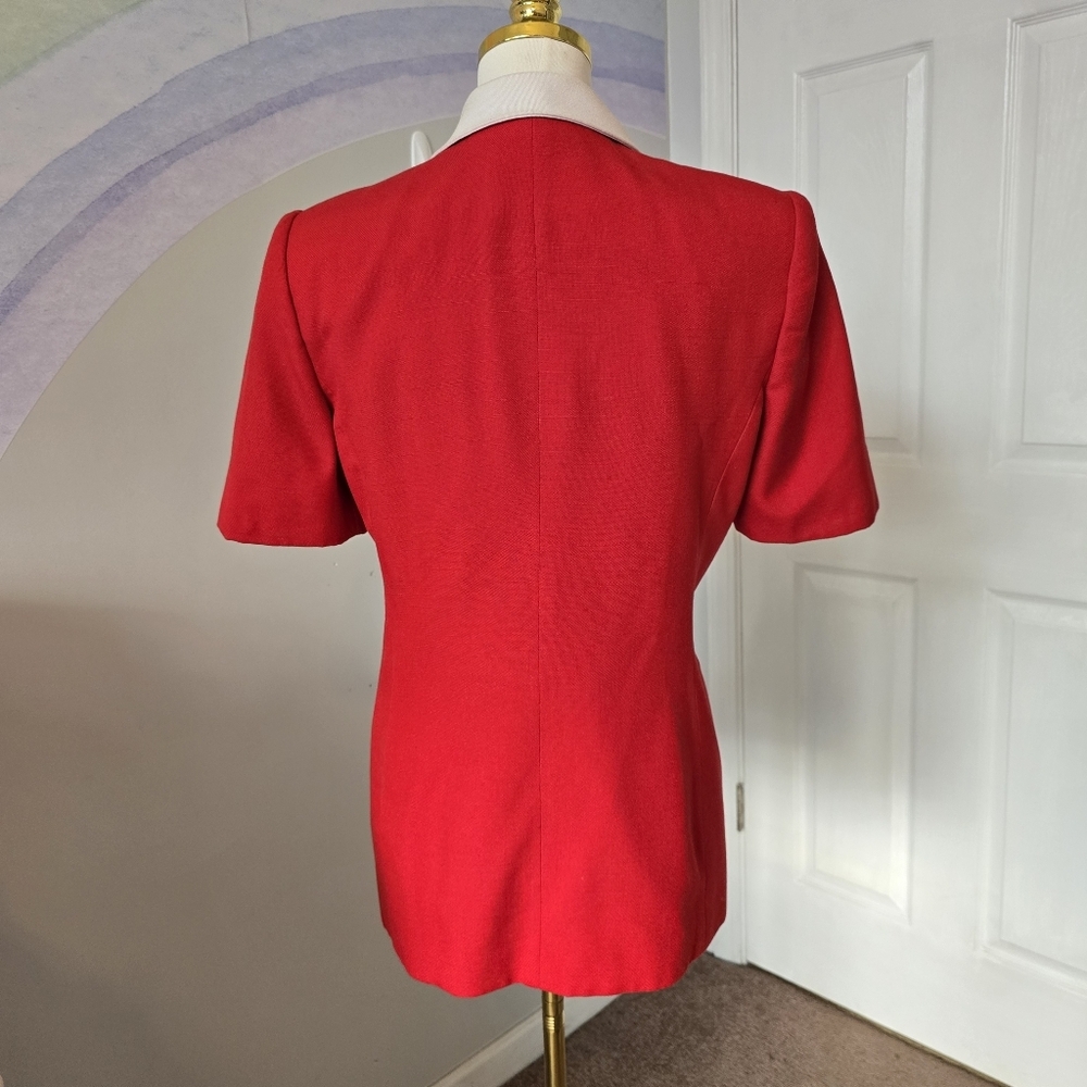 Preston & York Vintage | 8 | Vintage Red & White Long Blazer - Picture 5 of 16